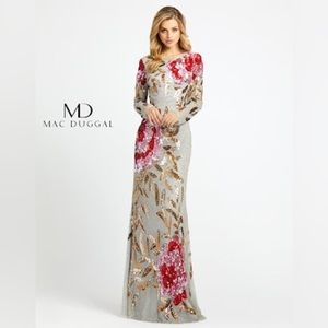Mac Duggal Floral Sequence Gown #4466, Sz2